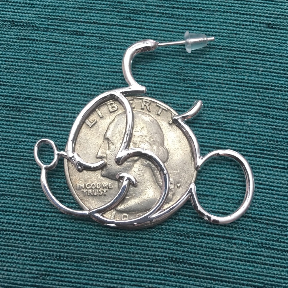 (N1) Silver Mickey Earrings - Picture 6 of 6